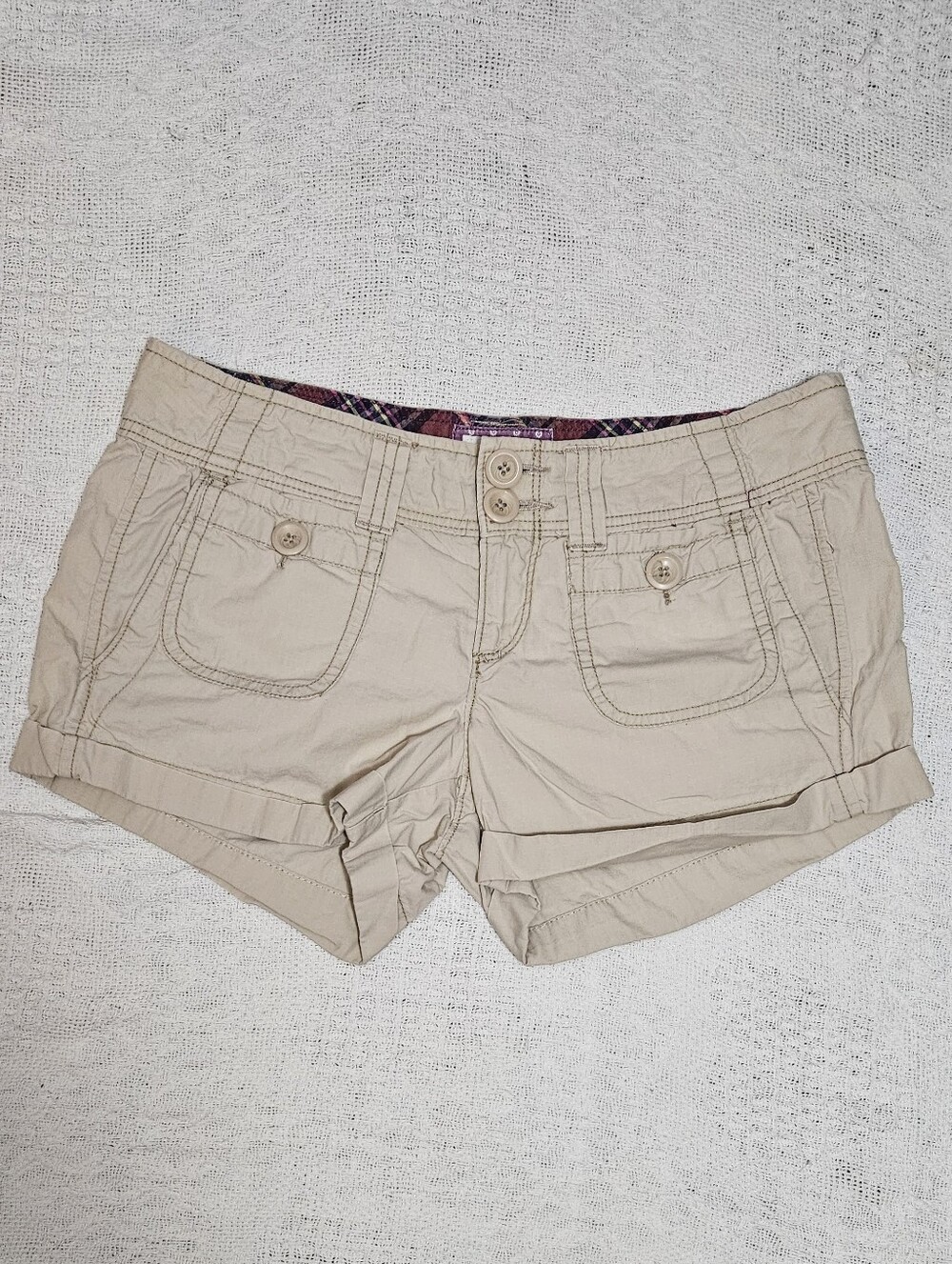 American Eagle Y2k Cargo Short Khaki Tan Utility Low Rise Size 4